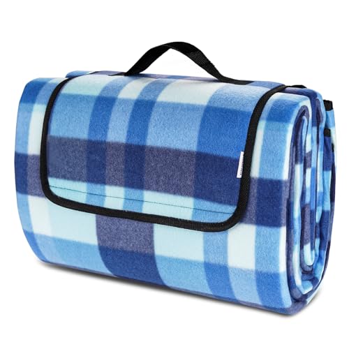 Hengsong Picknickdecke,Picknickdecke Wasserdicht,Picnic Blanket für Camping,Strandmatte,wasserdichte Decke mit PVC Wasserdicht,200×195cm,Blau&Grün Kariert von Hengsong