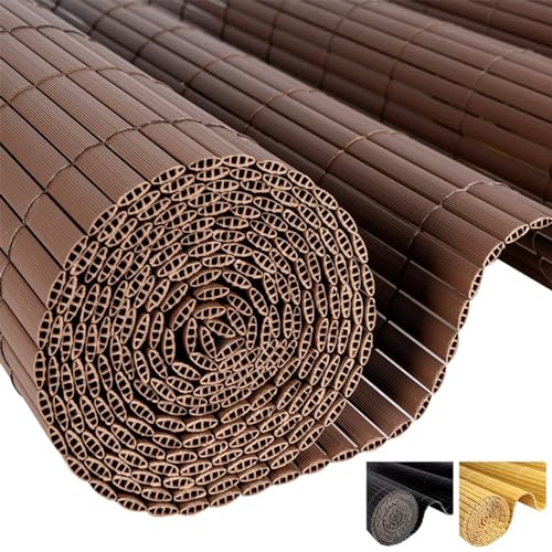 Hengsong Sichtschutzmatte PVC 80x500cm,für Balkon Sichtschutz,Sichtschutz Garten,Sichtschutz Balkon Ohne Bohren,Windschutz Balkon Ohne Bohren,Wind&Wasserdicht,Braun von Hengsong