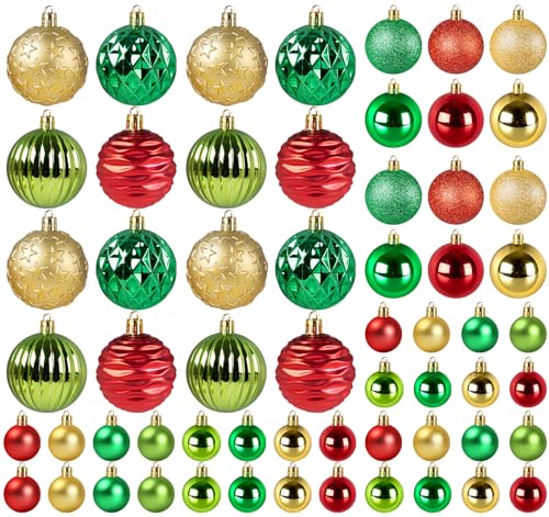 Weihnachtskugeln,Weihnachtskugeln Kunststoff 84 Set für Weihnachtsbaumschmuck&Weihnachten Deko&Christbaumschmuck&Weihnachtsbaum Deko,mit den Durchmesser von ca.6cm&4cm&3cm von Hengsong