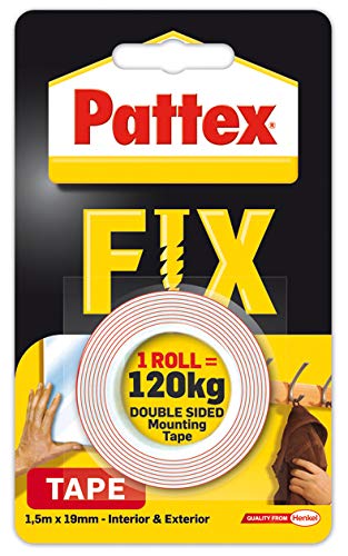 Self-adhesive tape Pattex Fix 120 kg, red, double-sided, 19 mm x 1.5 m/Bilaterales Band PATTEX FIX, 1,5m x 19mm, 120kg von Henkel