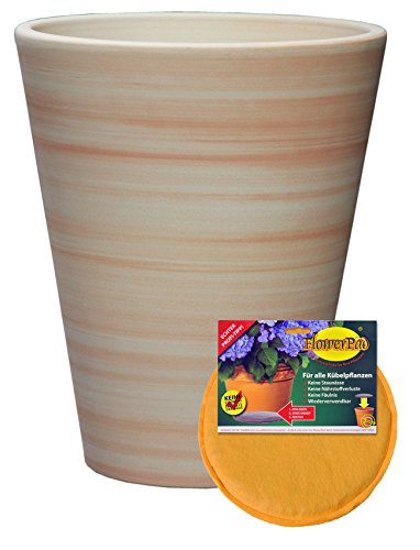 Hentschke Keramik Spar Set: Pflanzkübel + FlowerPad Ø 30 x 36 cm, Terra-Henna, 008.036.57 Blumenkübel für Draußen + Innen - Made in Germany von Hentschke Keramik