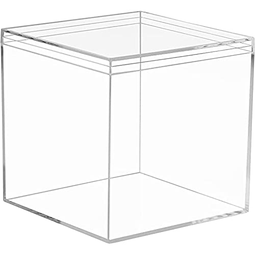 Herbests 1 Stück Geschenkbox, 15x15x15cm Kleine Klare Box für Gastgeschenk Durchsichtig Quadratische Acrylbox mit Deckel Aufbewahrungsbox Schmuck, Vitrine, Aufbewahrung Süßigkeiten Verpackung von Herbests