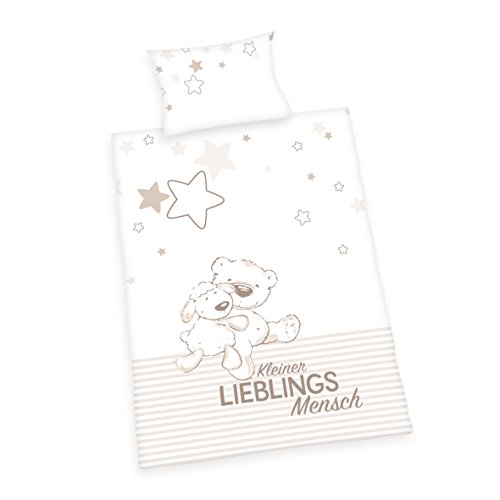 Herding Baby Best Kleinkinder-Bettwäsche-Set, Jana Lieblingsmensch Wendemotiv, Bettbezug 100 x 135 cm, Kopfkissenbezug 40 x 60 cm, Baumwolle/Renforcé von Klaus Herding GmbH