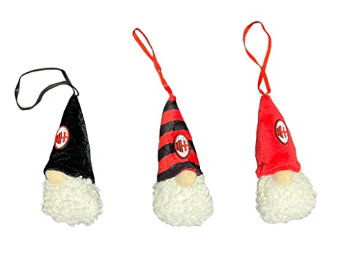 A.C. Milan | Weihnachtsdekoration | TRIS Kobold Weihnachtsbaum | 3 Stück | 10 cm | Offizielles Produkt von Hermet