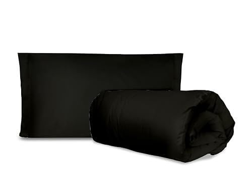 Hermet Laura Biagiotti Bettwäsche-Set für Einzelbett, unifarbenes Perkal, schwarz, Bettbezug, Tasche + Kissenbezug, 100% Baumwolle von Hermet