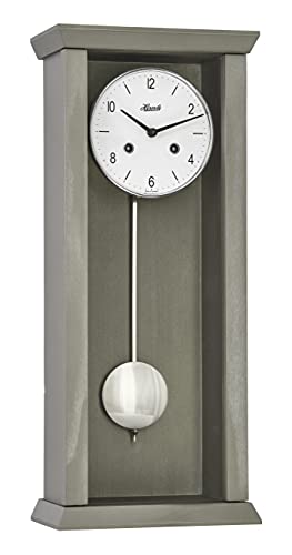 Hermle 71002-U60141 Avantgardistische Pendelwanduhr, Mechanisches Schlagwerk 1/2 stündlicher Schlag, Dunkelgrau, 57cm x 24,5cm x 13,5cm von Hermle