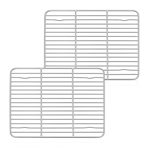 Herogo Kühlgitter 2er-Set, Edelstahldraht-Grillrost zum Backen, Braten, Kühlen, 29,5 x 23 x 1,5 cm, Metall, rechteckig, für Kuchen, Kekse, Brot, ofenfest und spülmaschinenfest von Herogo