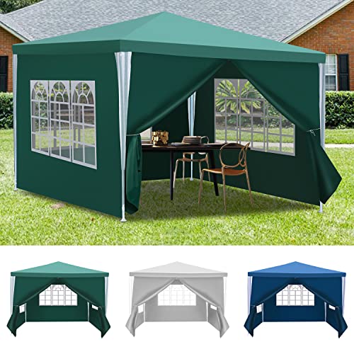 Herrselsam Pavillon 3x3m Garten pavillon Wasserdicht mit 4 Seitenwänden und Fenstern Stabil Gartenpavillon UV-Schutz Wasserdicht Partyzelt Gartenzelt für Freien, Party, Hochzeit, Grün von Herrselsam