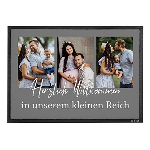 Herz & Heim® Personalisierte Fußmatte mit eigenen Fotos gestaltet - ein tolle Geschenkidee 70 x 50 cm von Herz & Heim