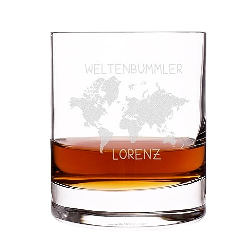 Herz & Heim® Weltenbummler Whiskey Glas mit Gratis Gravur Name von Herz & Heim