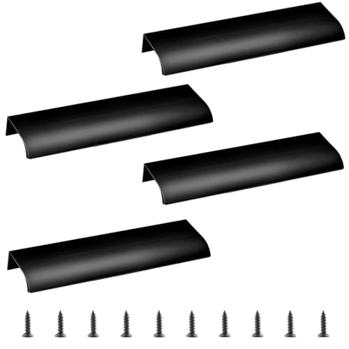 Heuskay 4 Stück unsichtbare Griffe, versteckte Schrankgriffe, Schrankgriffe, Kleiderschranktürgriffe-schwarz, 200mm von Heuskay
