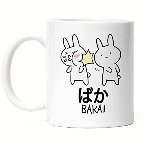 Hey!Print Baka Anime Tasse Lustiges Baka Hasen Ohrfeige Rabbit Otaku Manga von Hey!Print