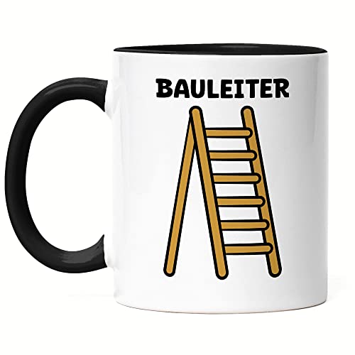 Hey!Print Bauleiter Tasse Schwarz Bauarbeit Bauarbeiter Baustelle Werkzeug Gebäude Projekt Auftrag Leiter Arbeit Job Chef Arbeiter von Hey!Print