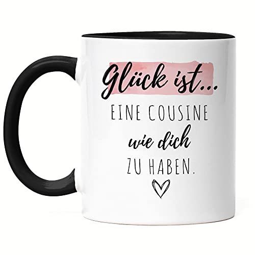 Hey!Print Glück Ist Eine Cousine Wie Dich Zu Haben Tasse Schwarz Geschenk Danke Sagen Familie Verwandtschaft von Hey!Print