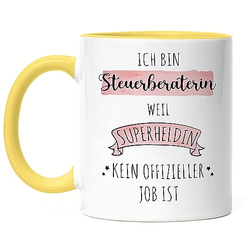 Hey!Print Ich Bin Steuerberaterin Weil Superheldin Kein Anerkannter Job Ist Tasse Gelb Geschenk Danke Sagen von Hey!Print