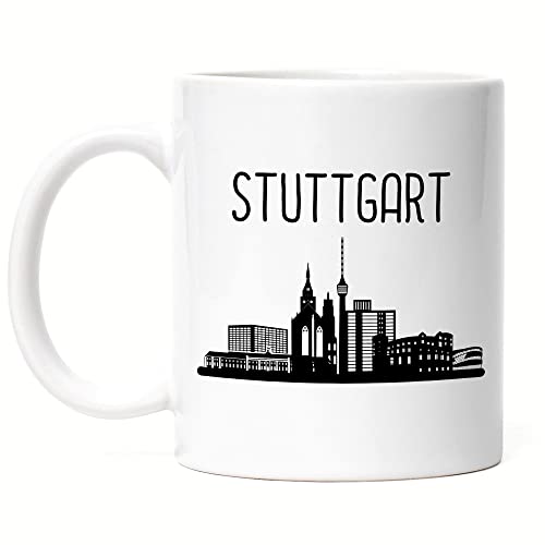 Hey!Print STUTTGART Skyline Tasse Souvenir Andenken Deutsche Großstädte Motiv Stadt Silhouette Geschenkidee Umzug von Hey!Print