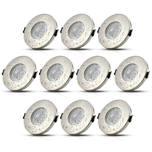 HiBay® 10Stk LED Einbaustrahler IP44 GU10 Badezimmer Einbauleuchte Bad Deckenspot Lochdurchmesser 68mm Einbauspot Inkl. 5W Leuchtmittel Warmweiß 230V von HiBay