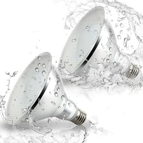 HiBay 2er E27 PAR38 15W LED Reflektor Leuchtmittel Set IP65 Warmweiß 3000K Glühbirne 180 Grad Abstrahlwinkel 1400LM 230V Birne Ersetzt 150W Halogenlampe von HiBay