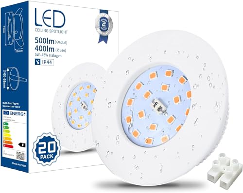 HiBay Einbaustrahler LED Flach 3.5W LED Spot Badezimmer IP44 Deckenspots Weiß Rund 6000K Kaltweiß Einbauleuchten 500lm von HiBay