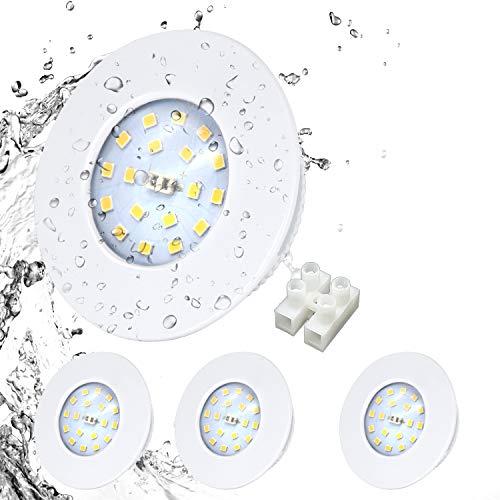 HiBay LED Einbaustrahler Bad Ultra Flach LED Badeinbaustrahler IP44 Neutralweiß 5W 230V 4500K, Einbauleuchten für das bad 60mm-65mm Rund Deckenspot Einbauspot 4er Set von HiBay