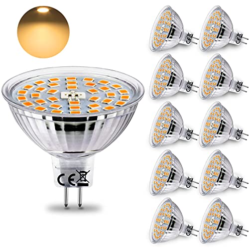 HiBay LED Leuchtmittel GU5.3 Lampe Warmweiß 2700K 4W (ersetzt 35W Halogenlampen) 400lm MR16 LED Birne 12V AC/DC LED Spot 10er Set von HiBay