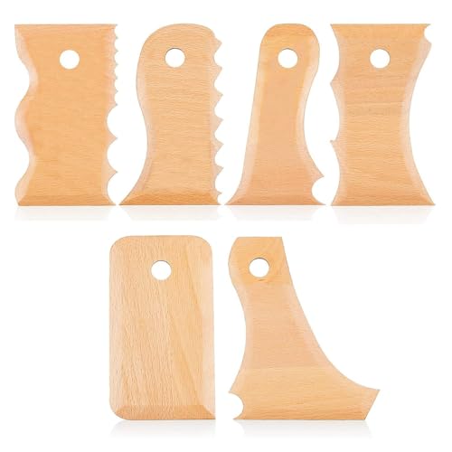HiCOZZIE 7 Stück Töpferschneider Werkzeuge Farbe Holzstruktur Profil Rippe Bündel Fußformer von HiCOZZIE