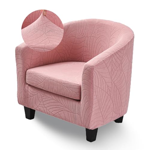 Highdi Sesselschoner Sesselbezug 2-Teilig aus Einfarbig Jacquard-Stoff Weiches Stretch Sesselüberwurf Sesselhusse, Tub Chair Covers Cocktailsessel Clubsessel Loungesessel (Rosa) von Highdi