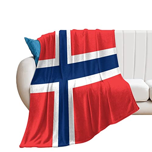 Higoss Decke mit Norwegen-Flagge, Überwurf mit Länderflagge, Plüsch, superweich, warm, Flanelldecke für Couch, Bett, Sofa, Stuhl, tolles Geschenk für Freunde, Männer, Frauen, 177,8 x 203,2 cm von Higoss
