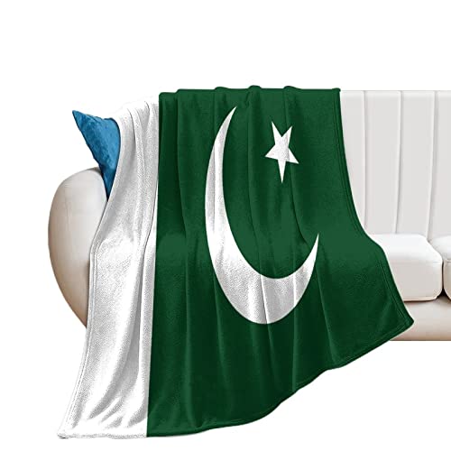 Higoss Decke mit Pakistan-Flagge, Überwurf mit Landhausflagge, Plüsch, superweich, warm, Flanelldecke für Couch, Bett, Sofa, Stuhl, tolles Geschenk für Freunde, Männer, Frauen, 177,8 x 203,2 cm von Higoss