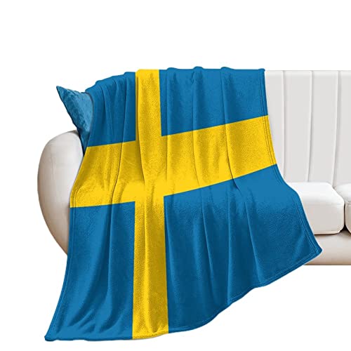 Higoss Decke mit Schweden-Flagge, Überwurf mit Länderflagge, Plüsch, superweich, warm, Flanelldecke für Couch, Bett, Sofa, Stuhl, tolles Geschenk für Freunde, Männer, Frauen, 127 x 152,4 cm von Higoss