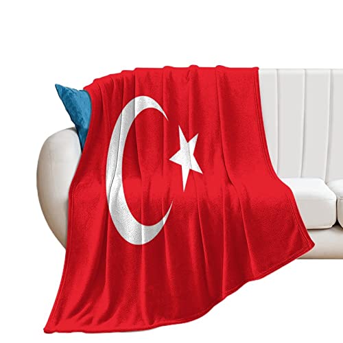 Higoss Decke mit Türkei-Flagge, Überwurf mit Landhausflagge, Plüsch, superweich, warm, Flanelldecke für Couch, Bett, Sofa, Stuhl, tolles Geschenk für Freunde, Männer, Frauen, 177,8 x 203,2 cm von Higoss