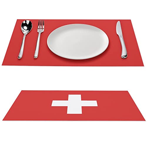 Tischsets 4er Set, Schweiz Flagge Dekorative Resistant Rutschfest Waschbar Platzsets Gewebtes Vinyl Platzset Wasserdicht für Küchentisch und Barmatten von Higoss