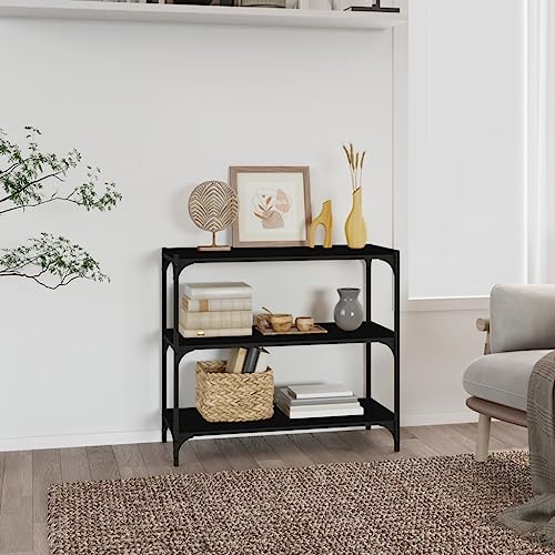 Higsose Bücherregal Schwarz 80x33x70,5 cm Industrial Möbel Standregal Holz Offenes Regal Vielseitige Regal Wohnzimmer Möbel Regal Schmal Metallregal Regal Wohnzimmer Holzwerkstoff und Stahl von Higsose