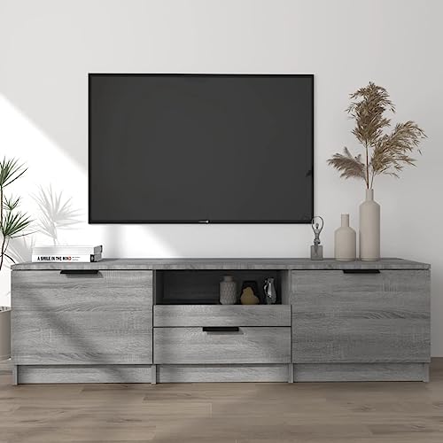 Higsose TV-Schrank 140x35x40cm Grau,Holzwerkstoff,Fernsehschrank Wird,TV-Ständer,HiFi-Schrank,Kommode Holz,Stauraumschrank,Regal Schrank,TV-Schrank Im Industrie-Design,Beistellschrank von Higsose