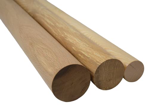 Hilwood Rundstab Rundstäbe, Ø 60 mm bis 120 mm, Eiche Esche Buche Massivholz Holz (Esche, 90 mm) von Hilcar