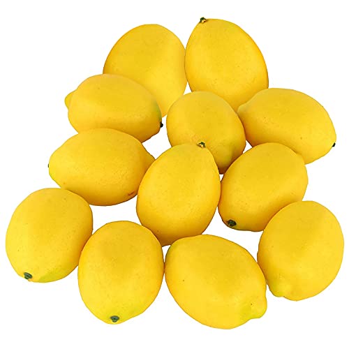 Hileyu 12 Stück Künstliche Zitronen lebensechte Simulation gelbe Zitrone Deko-Schaumstoff künstliche Frucht-Imitation Heimdekoration für Party Dekoration,Gefälschte Fruchtdekoration (3.3x2.2in) von Hileyu