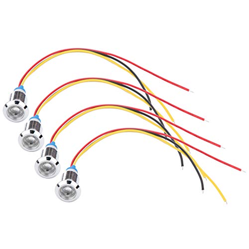 4 Sätze Common Cathod Round LEDs, 10 mm vorverdrahtete zweifarbige LED Wasserdichte Kontrollleuchte 3-6V(Rot und gelb),Tasten und Anzeigen von Hililand