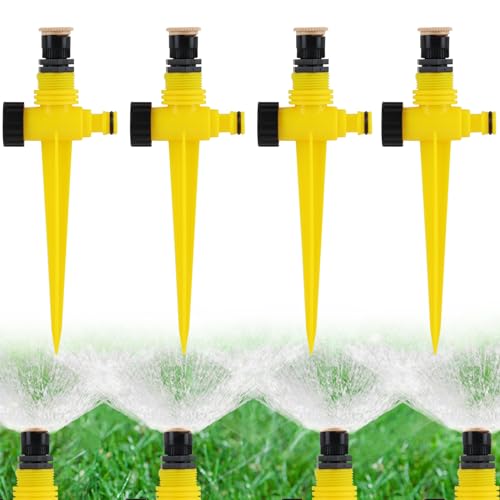 4 Stück Rasensprenger 180°, Hillylolly Gartensprenger Einstellbar, Rasensprenger Kleine Fläche, Gartensprinkler Set, Garden Sprinkler Automatic 360° für Rasen Pflanzen Gemüse Blumen Pastorale von Hillylolly