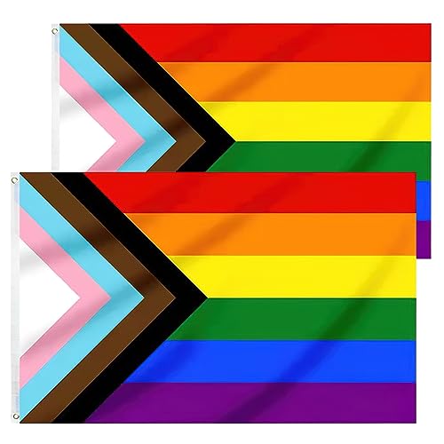 Lgbtq Flagge Hillylolly 2 Stück kräftige Farben Pride Flag, 90X150cm Regenbogenfahne, groß Gay Flag, Regenbogen Flagge mit 2 Ösen für Garten, Balkon, Zimmer, Drinnen und Draußen, Pride Month Parade von Hillylolly