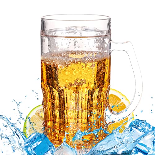 Hillylolly Bierkrug zum Einfrieren, Doppelwandige Biergläser,450 ML Bierkrüge mit Henkel, Biergläser aus Plastik, Frozen Beer Mug, Kühlbecher für Getränke, Bierkrug Lustig,15.5 x 8.5 cm (Bier) von Hillylolly