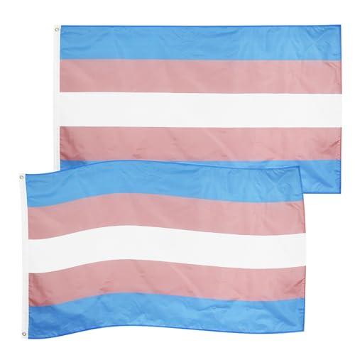 Lgbtq Flagge Hillylolly 2 Stück kräftige Farben Trans Flag, 90X150cm Trans Flagge, groß Transgender Flagge mit 2 Ösen für Garten, Balkon, Zimmer, Drinnen und Draußen, Pride Month Parade Dekoration von Hillylolly