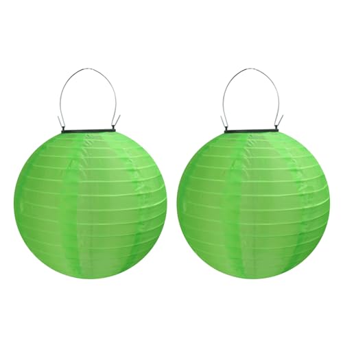 Lampions Solar Außen,Himmel 2 Stücke Solar LED Laterne Wasserdicht Nylon Hängende Gartenlaterne 25cm Solar Beleuchtung für Garten, Hof, Terrasse, Hochzeit, Halloween Fest Deko (grün) von Himmel