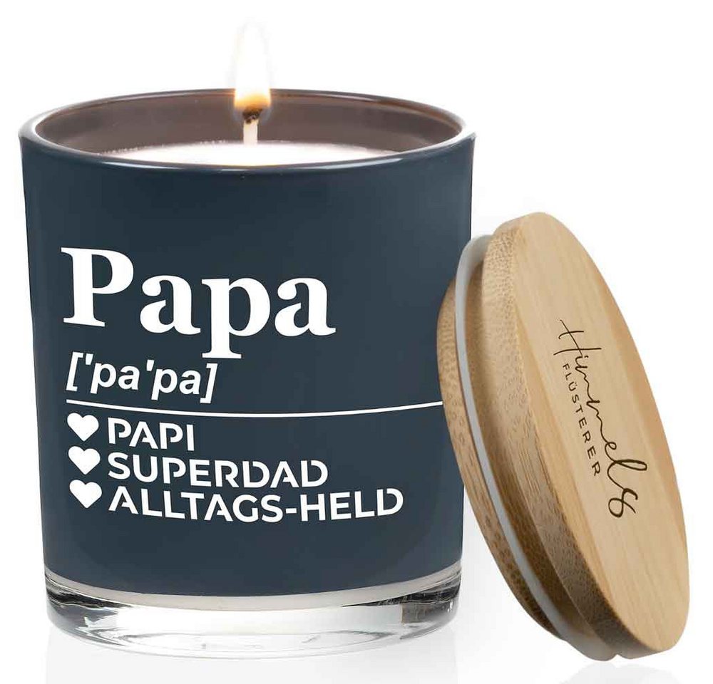 Himmelsflüsterer Duftkerze im Glas Papa Geschenk Handgemacht 100% Sojawachs (200 g Wachs 50h Brenndauer Kerze, Geschenkidee Geburtstag), weißes Wachs Vanille Duft von Himmelsflüsterer