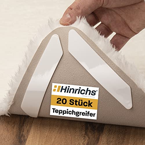 Hinrichs 20x Teppich Antirutschunterlage - Teppichstopper selbstklebend - Antirutschmatte für Teppich - Flexibel zuschneidbar - für Parkett, Laminat, Fliesen, PVC & Vinyl geeignet von Hinrichs