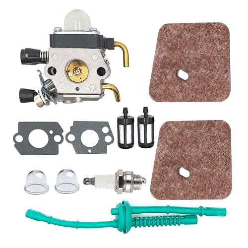 Hippotech C1Q-S97 Vergaser mit Kraftstoffleitung Kit Luftfilter Ersatz für STIHL FS38 FS45 FS46 FS55 KM55 HL45 FS45L FS45C FS46C FS55C FS55R FS55RC Fadentrimmer Weed Eater von Hippotech