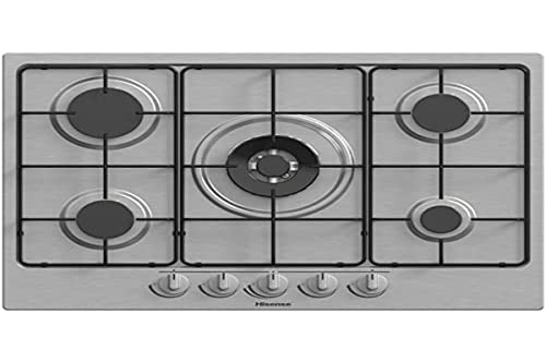 Hisense GM772XF Gaskochfeld, 5 Kochzonen, Breite 70 cm, Brenner Wok Doppelkrone und emaillierte Gitter, integrierte Zündung, Edelstahl Anti-Fingerabdruck von Hisense