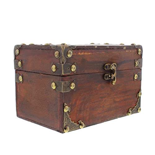 Piraten-Schatz-Kiste I 18 x 11,5 x 12 cm I Holz-Truhe mit Schwenk-Schloss I Vintage Style von Historia