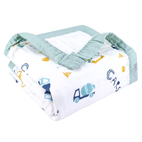 Hivia Musselin Decke 6 Lagig Kuscheldecke Baby Baumwolle 110 x 110 cm Musselin Babydecke Wickeldecke Weiche Decke für Badetuch,Kinderdecke Neugeborene Unisex (Baggerfahrzeug) von Hivia