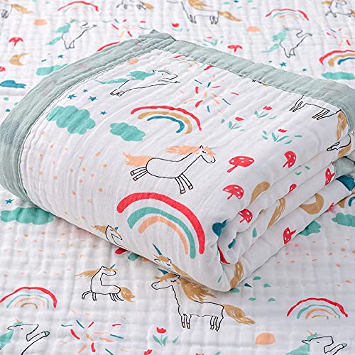 Hivia Musselin Decke 6 Lagig Kuscheldecke Baby Baumwolle 110 x 110 cm Musselin Babydecke Wickeldecke Weiche Decke für Badetuch,Kinderdecke Neugeborene Unisex (Regenbogen) von Hivia