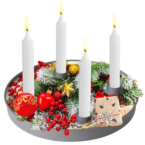 Magnetic Suction Can Move The Candlestick Tray, Magnet Kerzentablett, Metall Kerzenstände, Deko Kerzenhalter für Stabkerzen, kann Sich Bewegen, Weihnachten Kerzen Ständer Deko (Grau) von HoGeGe